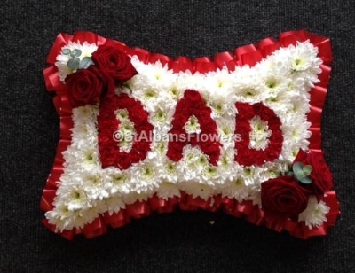 Pillow with dad in red flowers