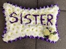 Pillow with sister in flowers