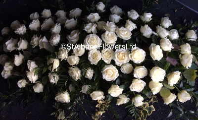 White rose coffin spray