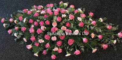 Pink Rose and Pink Carnation Coffin Spray