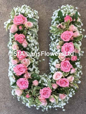 Pink rose and Gypsophila Letter