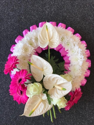 Cerise and white based wreath