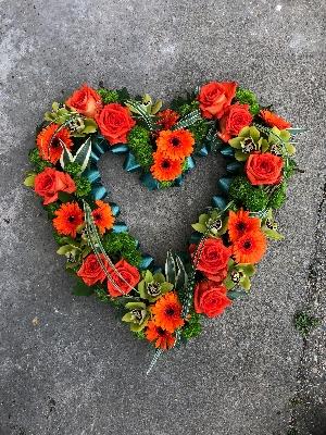 Loose Heart in Orange and Green
