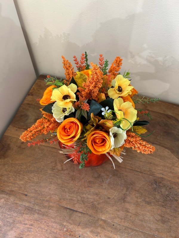 Artificial Pumpkin vase arrangement