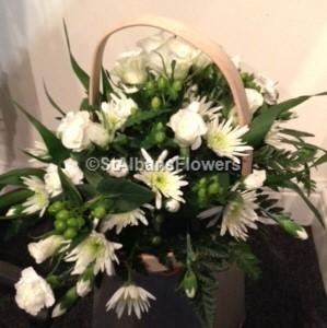 Funeral Basket Green & White