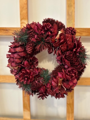 Red glitter natural wreath