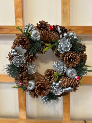 Silver glitter artificial wreath