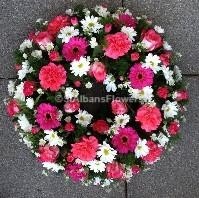 Loose Wreath Cerise and White