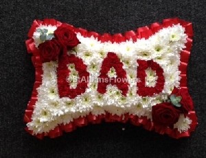 Pillow with dad in red flowers