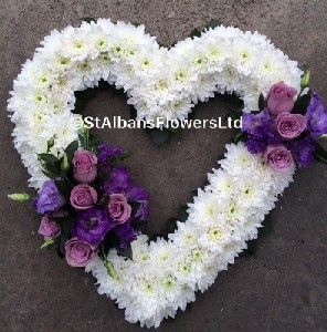 Open Heart Lilac and white