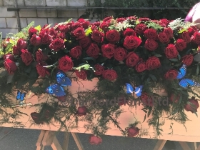 Full length Red Rose Coffin Spray