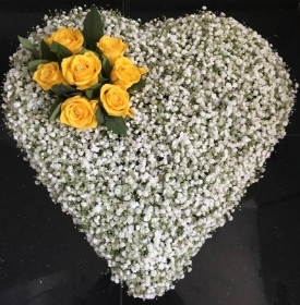 All Gyp Heart with Yellow rose Spray