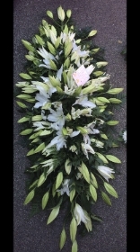All white lily coffin spray
