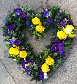 Purple and yellow loose open heart