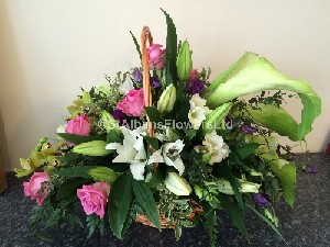 Funeral basket Large  Pink ,Purple,Blue & White