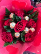 Ferrero Rocher and red roses